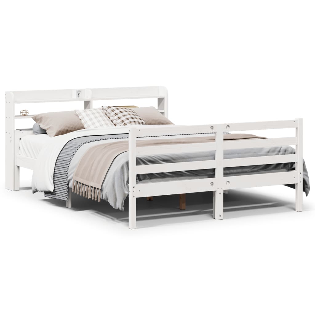 Cadre de lit avec tête de lit sans matelas blanc 140x200 cm - XIOS