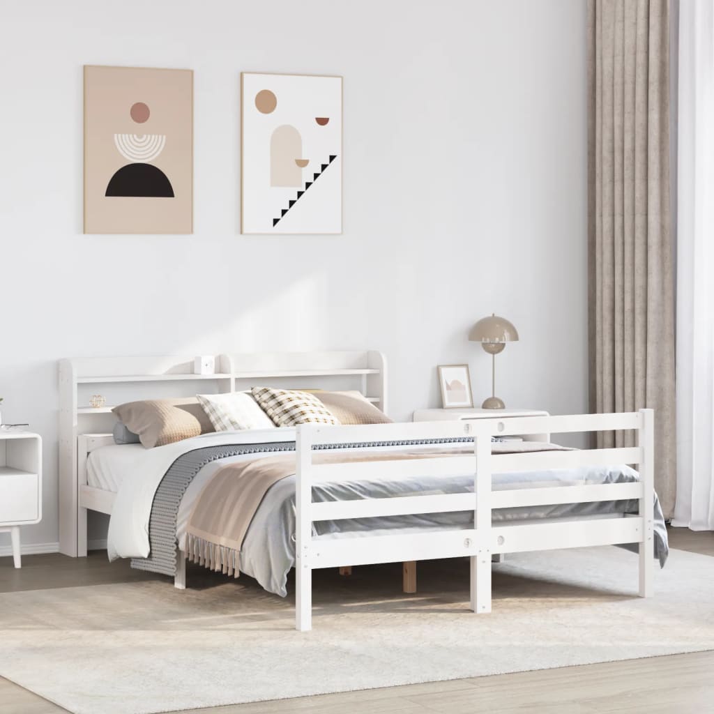 Cadre de lit avec tête de lit sans matelas blanc 140x200 cm - XIOS