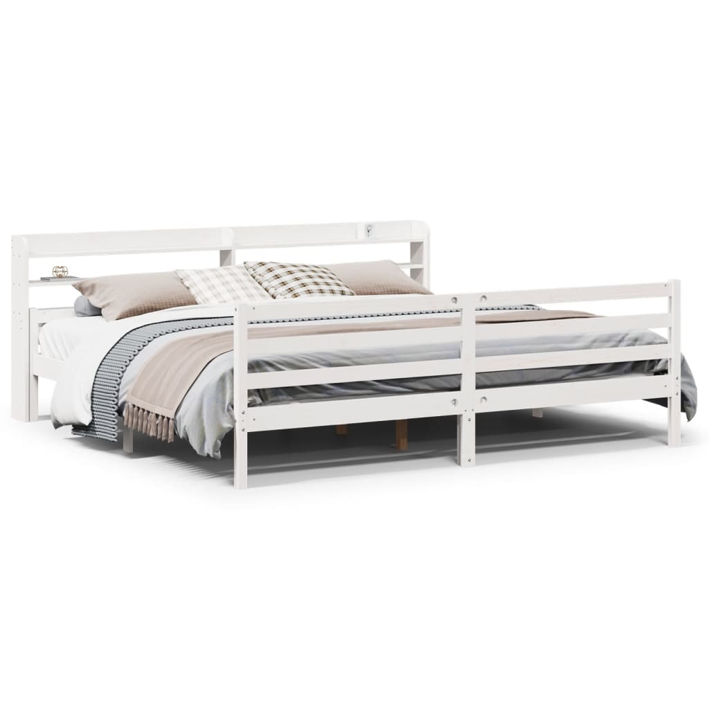 Cadre de lit avec tête de lit sans matelas blanc 200x200 cm - XIOS