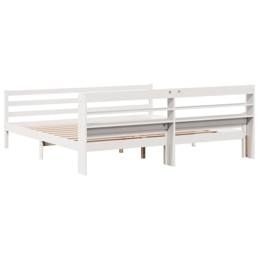 Cadre de lit avec tête de lit sans matelas blanc 200x200 cm - XIOS