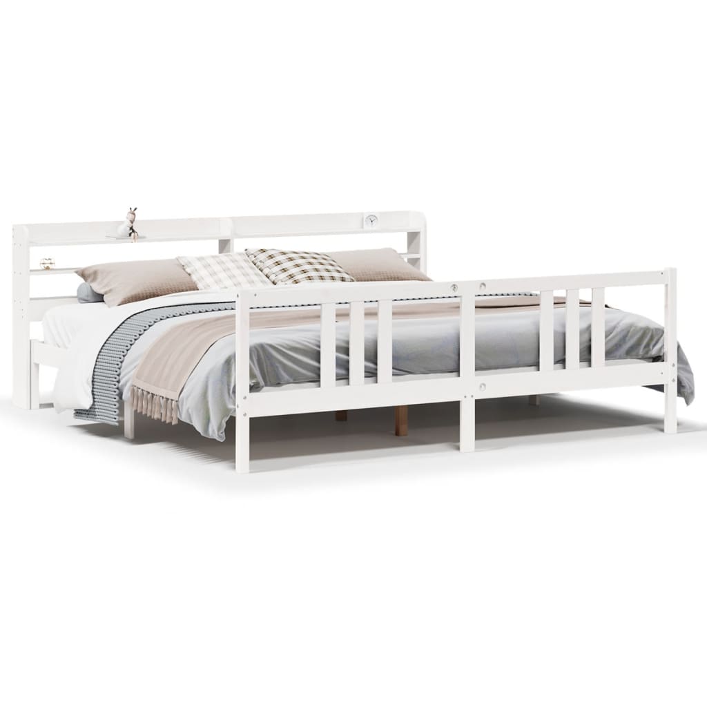 Cadre de lit avec tête de lit sans matelas blanc 200x200 cm - XIOS