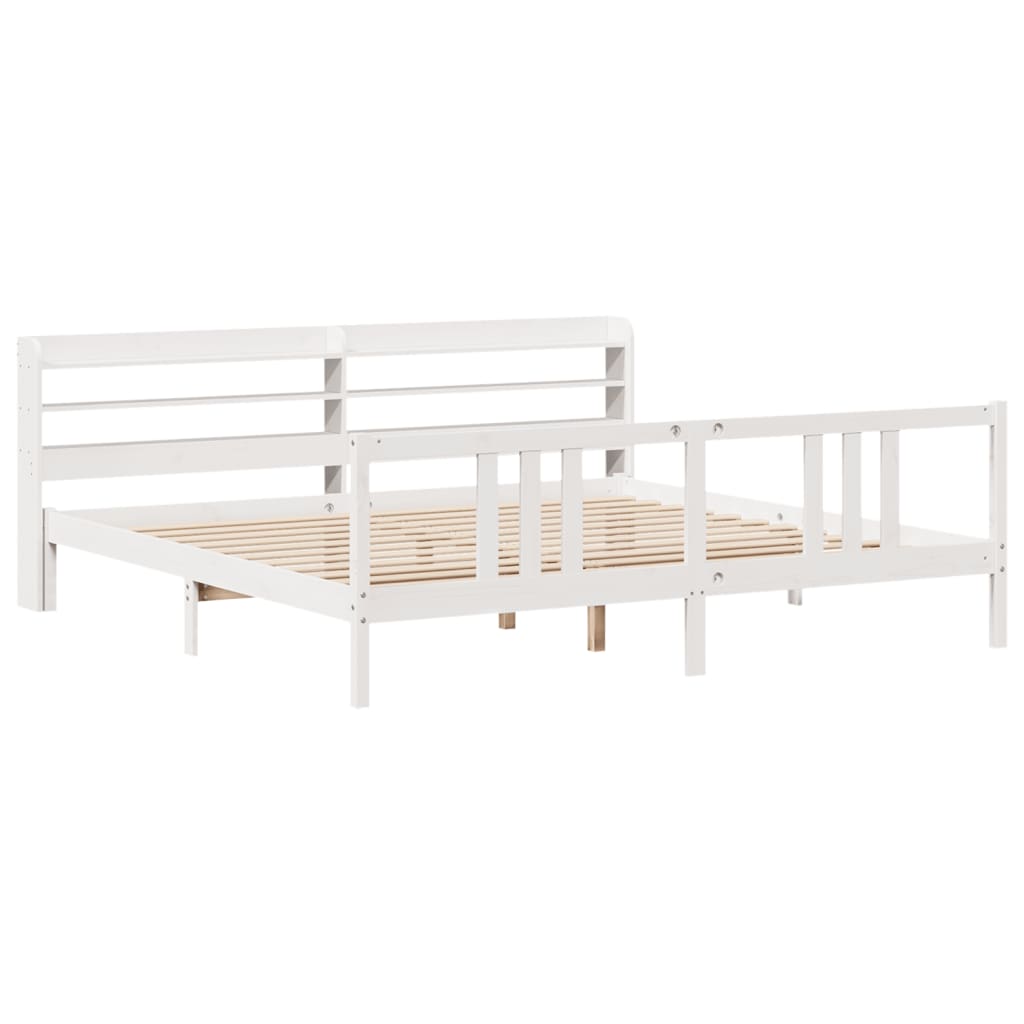Cadre de lit avec tête de lit sans matelas blanc 200x200 cm - XIOS