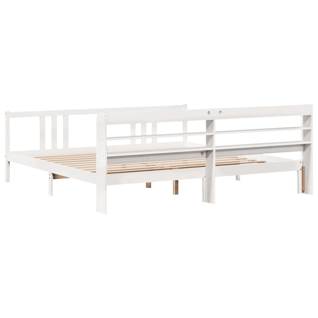 Cadre de lit avec tête de lit sans matelas blanc 200x200 cm - XIOS