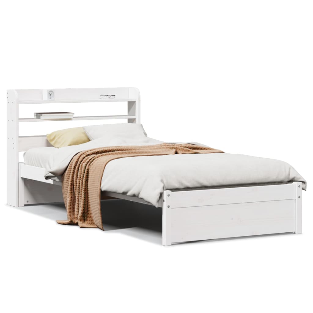 Cadre de lit avec tête de lit sans matelas blanc 75x190 cm - XIOS