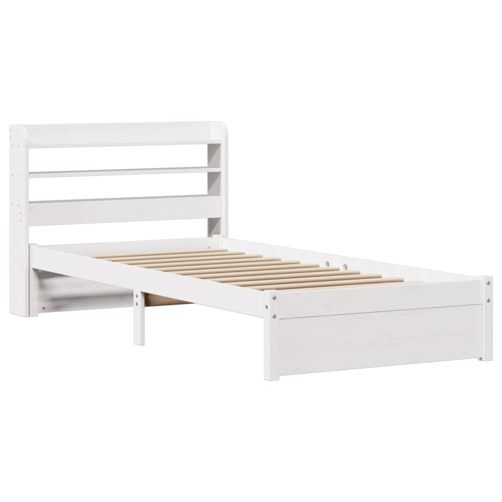 Cadre de lit avec tête de lit sans matelas blanc 75x190 cm - XIOS