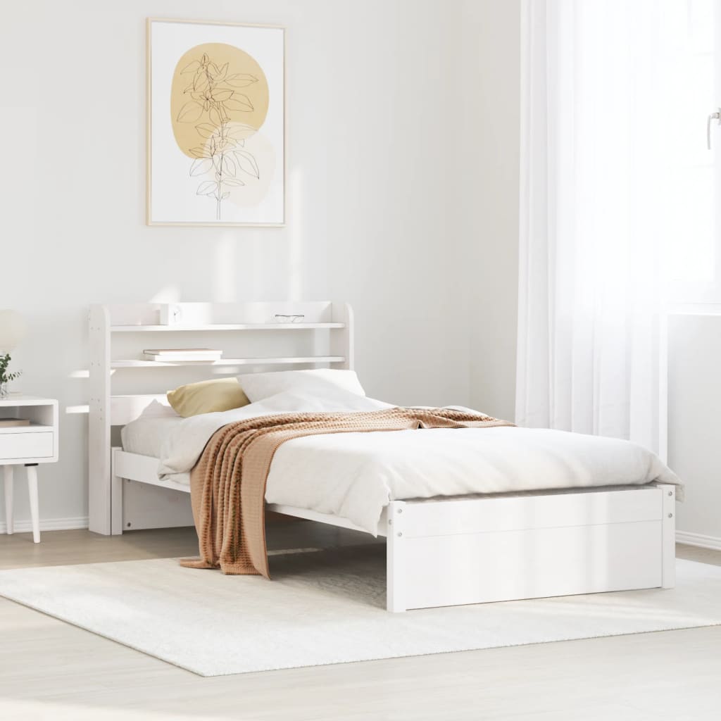 Cadre de lit avec tête de lit sans matelas blanc 75x190 cm - XIOS