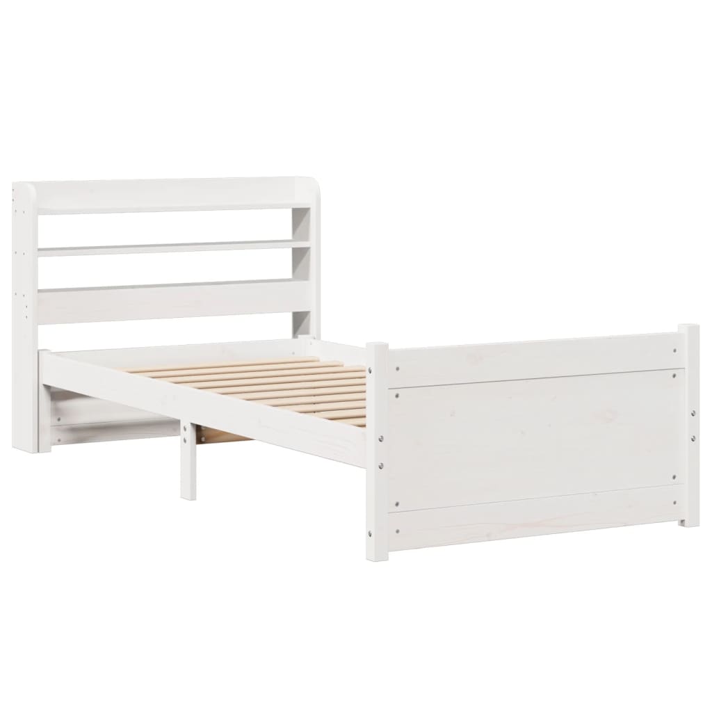 Cadre de lit avec tête de lit sans matelas blanc 75x190 cm - XIOS