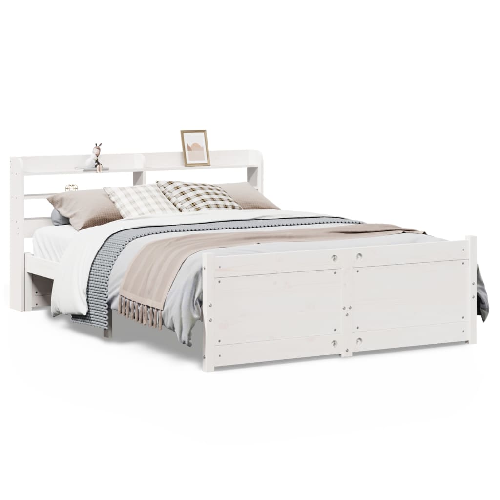 Cadre de lit avec tête de lit sans matelas blanc 140x190 cm - XIOS