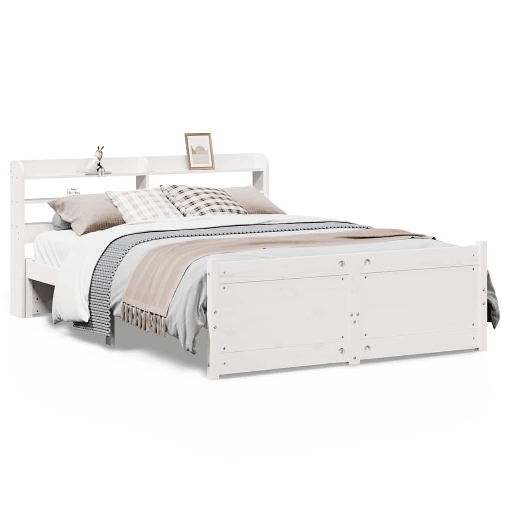 Cadre de lit avec tête de lit sans matelas blanc 140x190 cm - XIOS