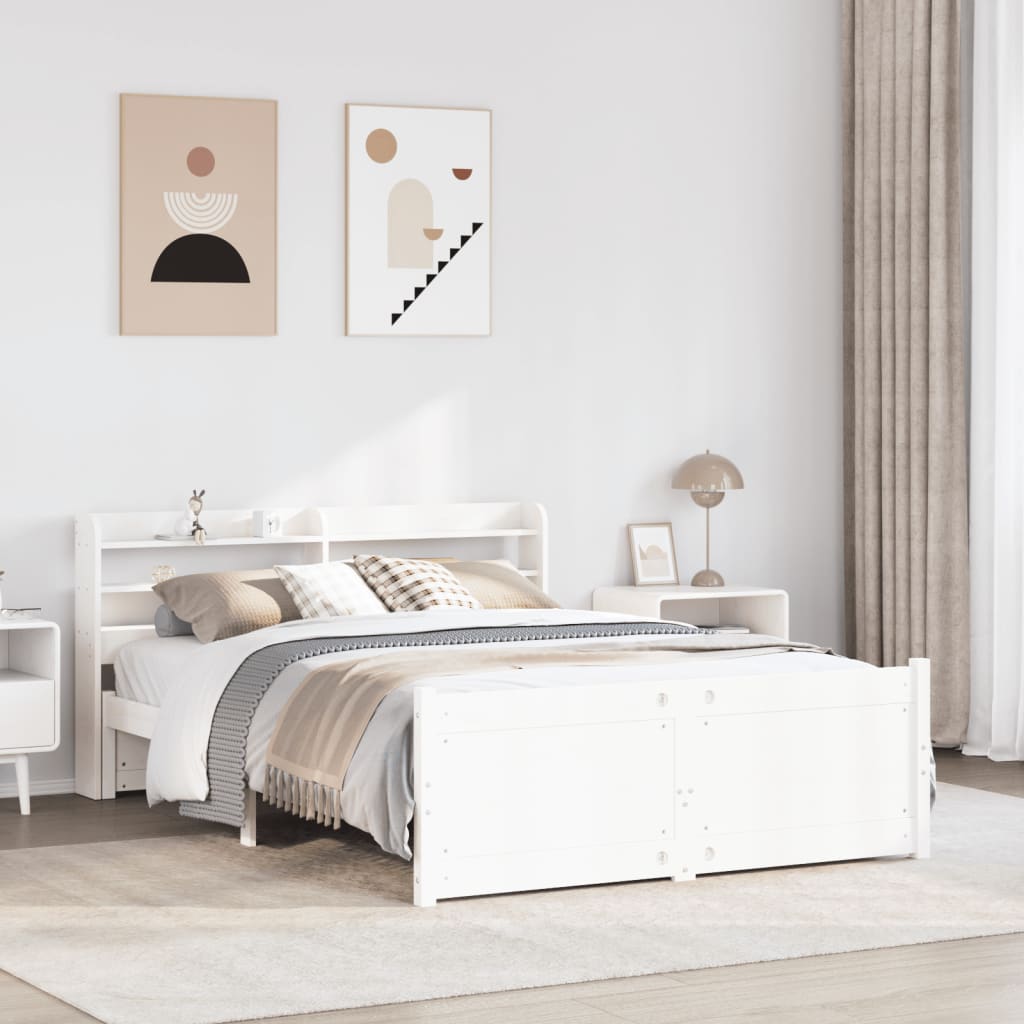 Cadre de lit avec tête de lit sans matelas blanc 140x190 cm - XIOS