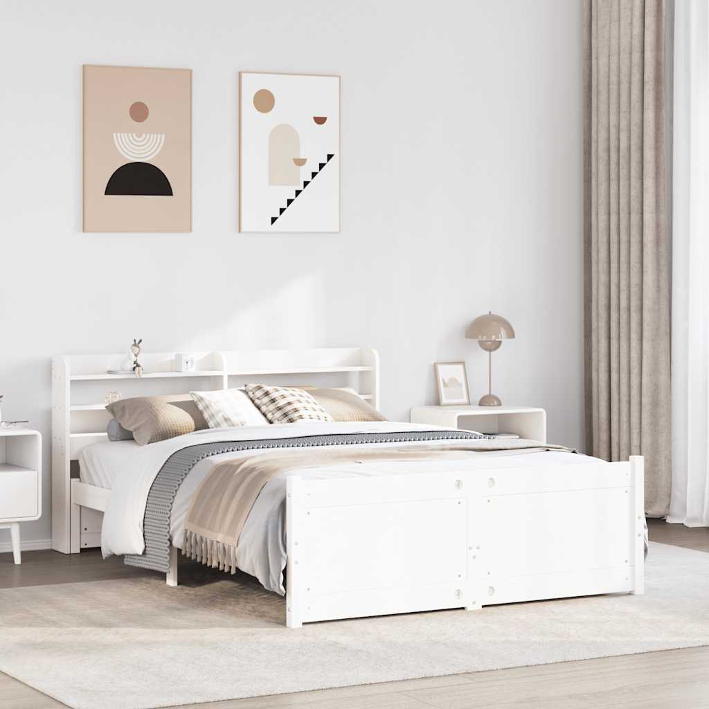 Cadre de lit avec tête de lit sans matelas blanc 140x190 cm - XIOS