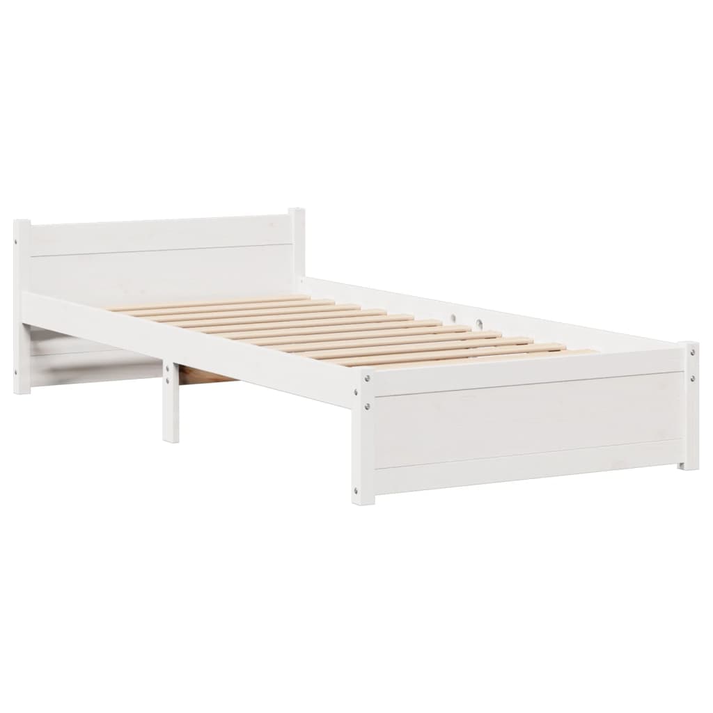 Cadre de lit avec tête de lit sans matelas blanc 90x200 cm - XIOS