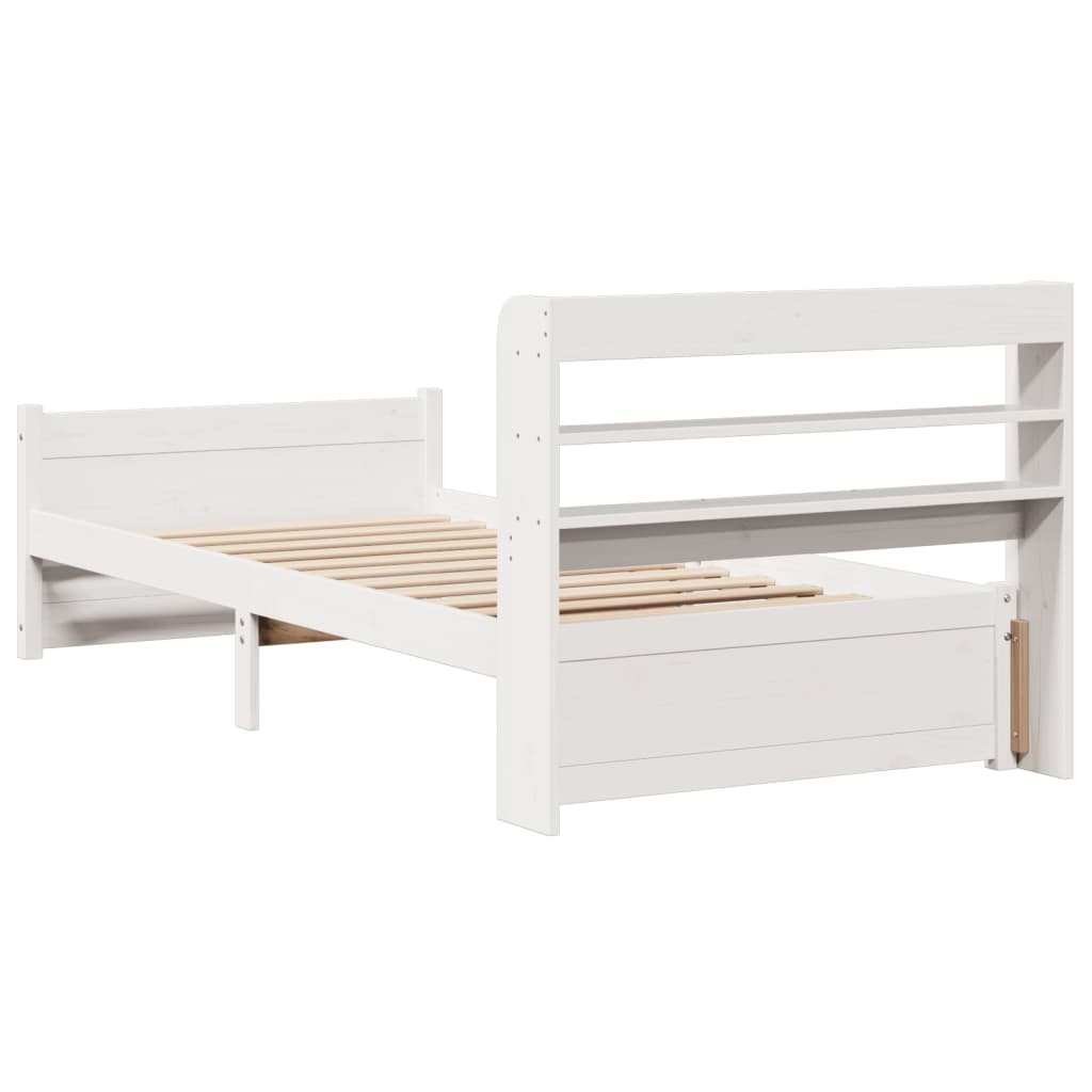 Cadre de lit avec tête de lit sans matelas blanc 90x200 cm - XIOS