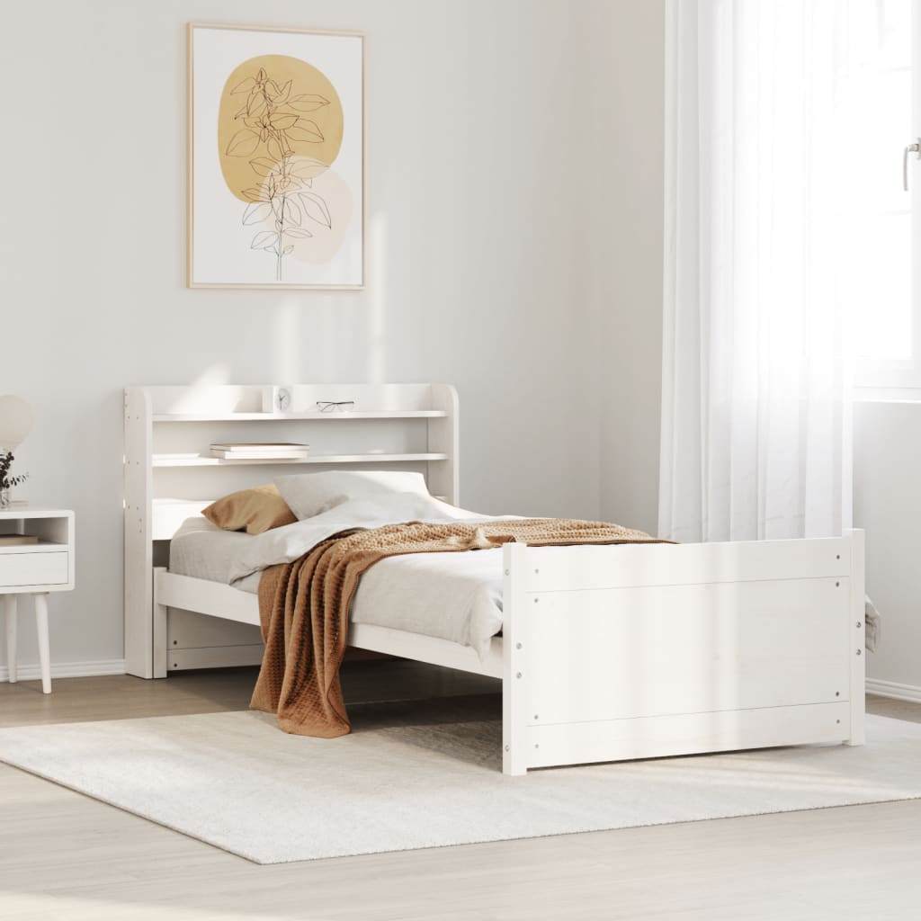 Cadre de lit avec tête de lit sans matelas blanc 90x200 cm - XIOS
