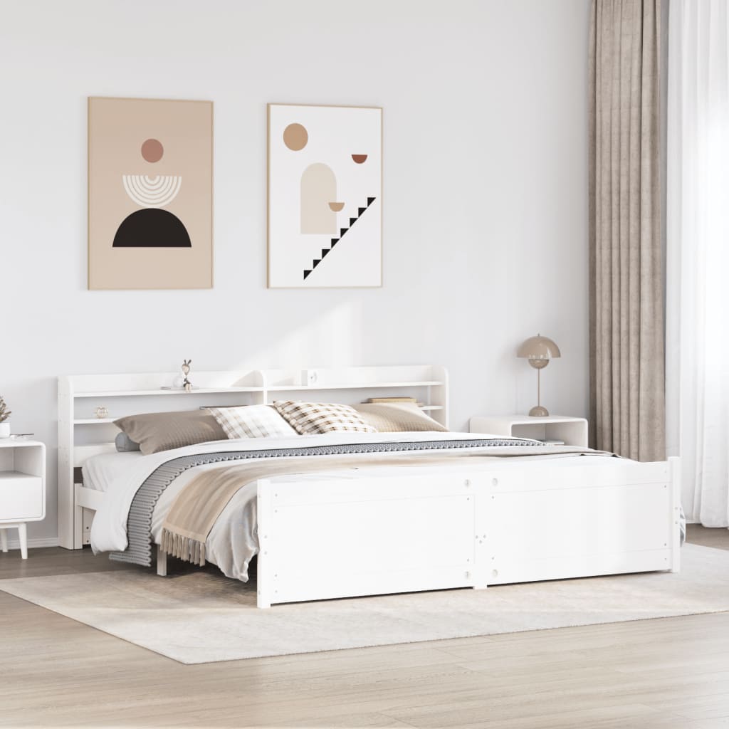 Cadre de lit avec tête de lit sans matelas blanc 180x200 cm - XIOS