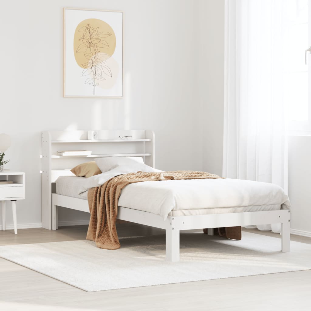 Cadre de lit avec tête de lit sans matelas blanc 75x190 cm - XIOS