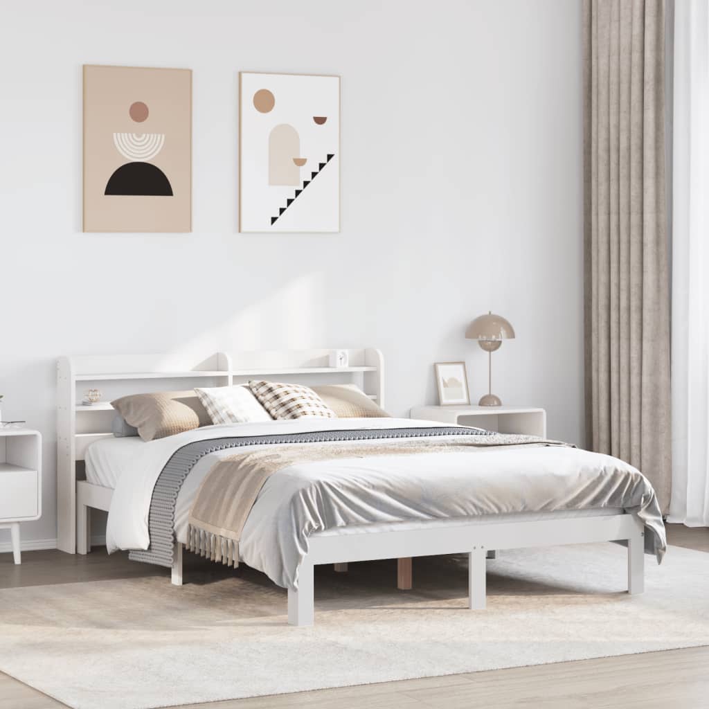 Cadre de lit et tête de lit sans matelas blanc 135x190 cm - XIOS