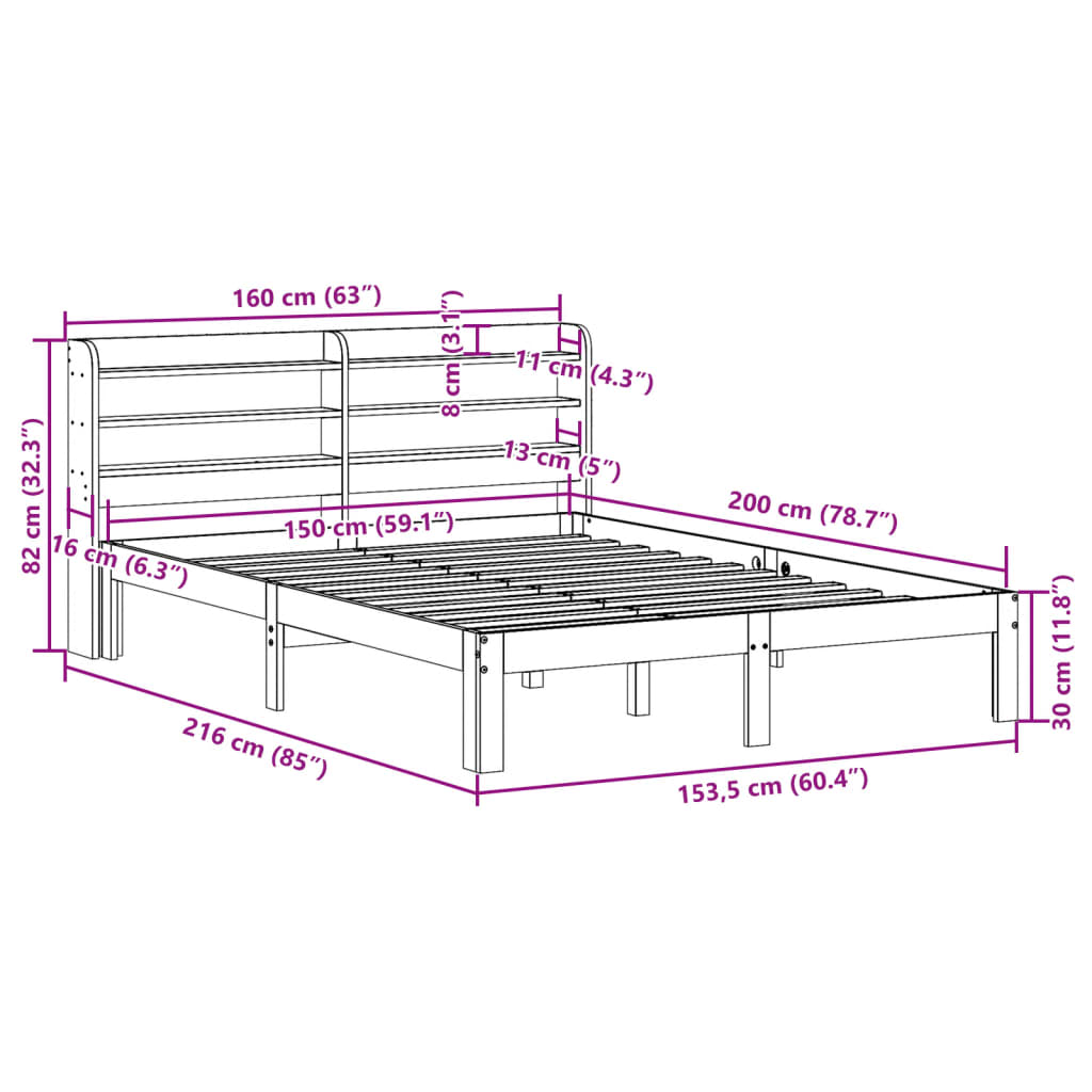 Cadre de lit avec tête de lit sans matelas 150x200 cm - XIOS