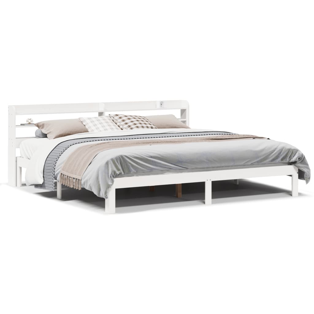 Cadre de lit avec tête de lit sans matelas blanc 200x200 cm - XIOS