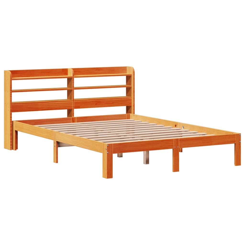 Cadre de lit sans matelas cire marron 120x190cm bois pin massif - XIOS