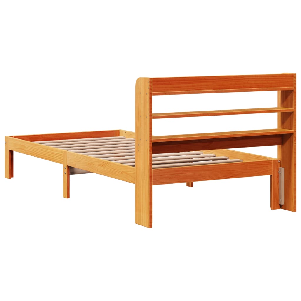 Cadre de lit sans matelas cire marron 100x200cm bois pin massif - XIOS