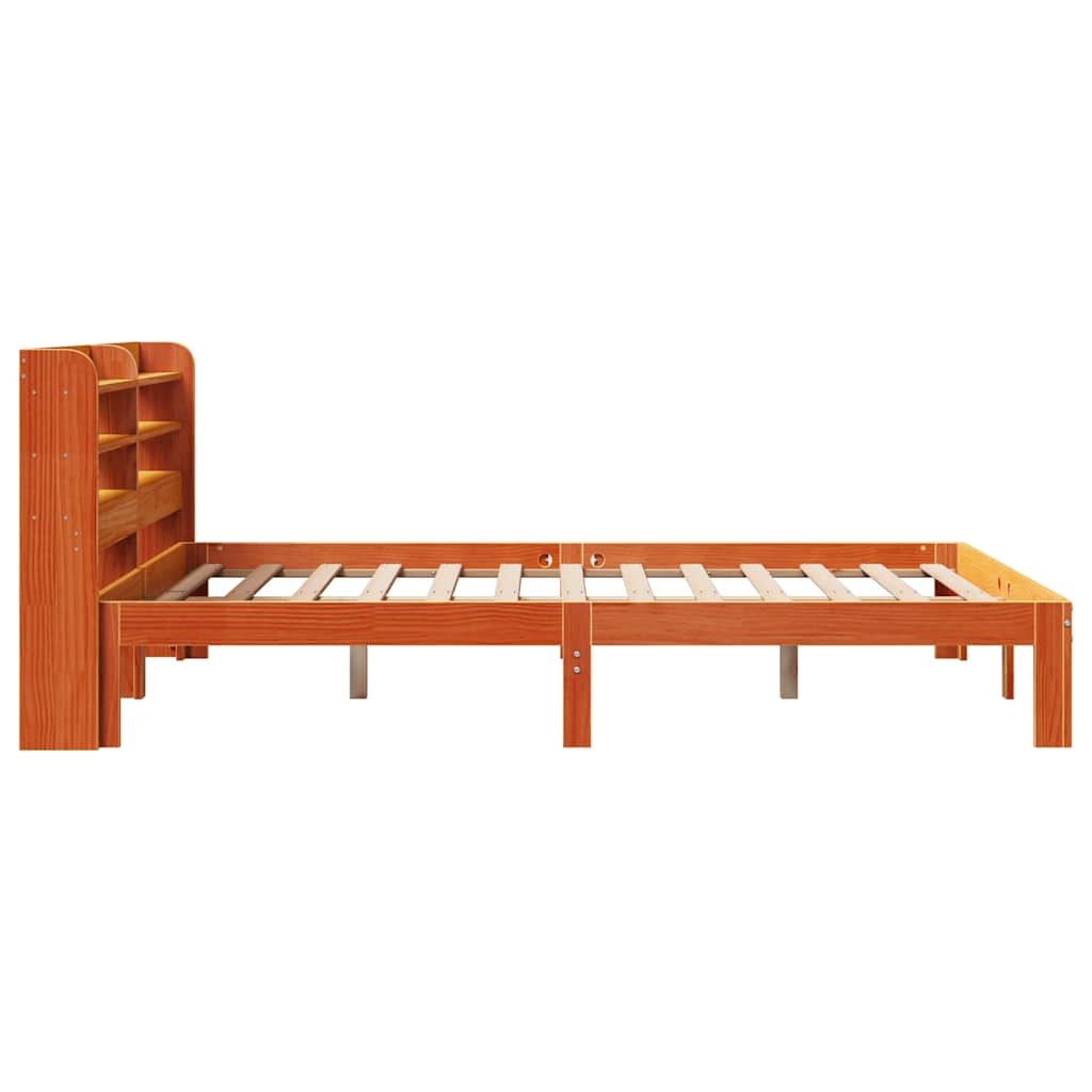 Cadre de lit sans matelas cire marron 140x200cm bois pin massif - XIOS