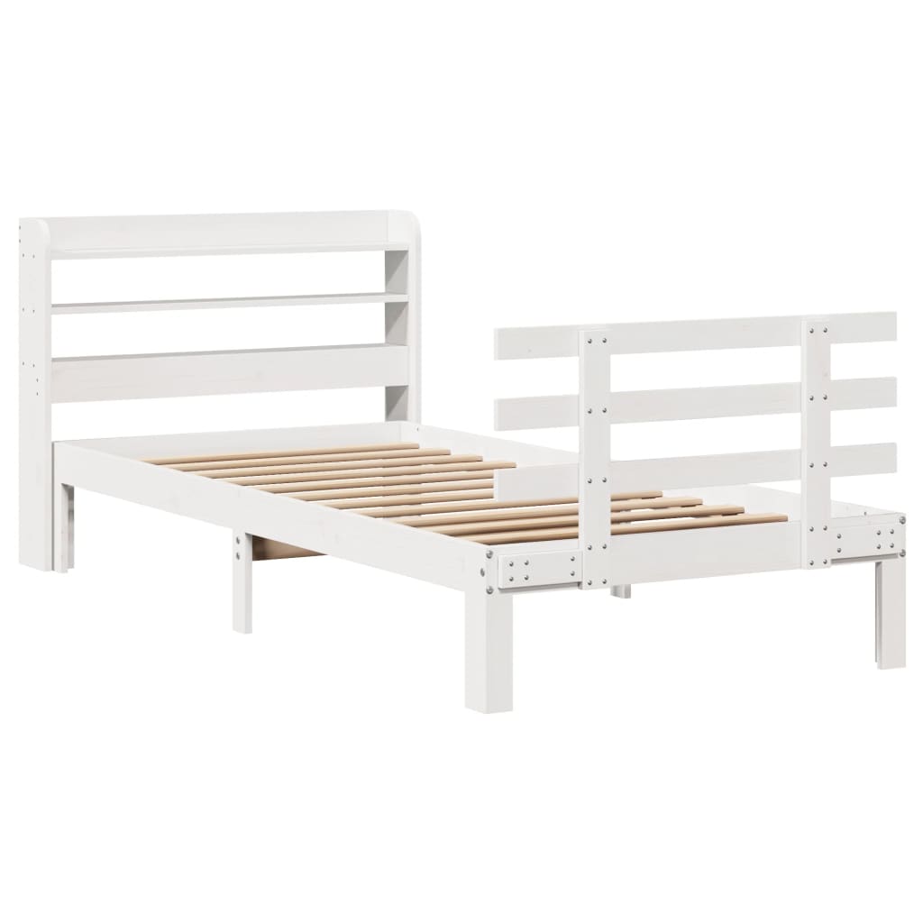 Cadre de lit avec tête de lit sans matelas blanc 75x190 cm - XIOS