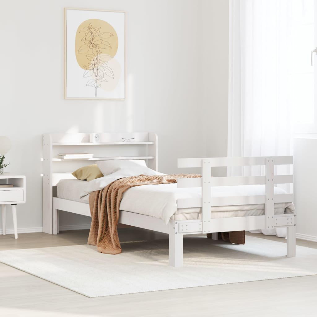 Cadre de lit avec tête de lit sans matelas blanc 75x190 cm - XIOS