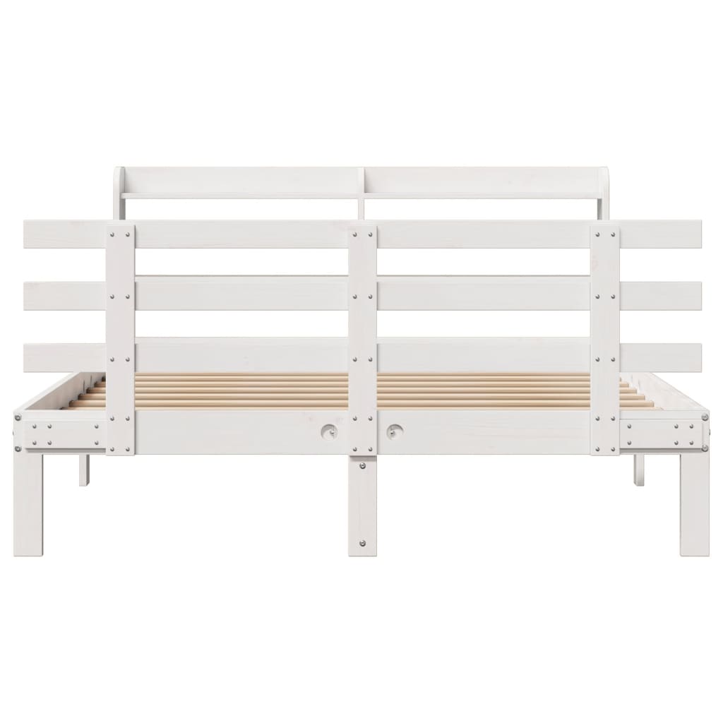 Cadre de lit et tête de lit sans matelas blanc 135x190 cm - XIOS