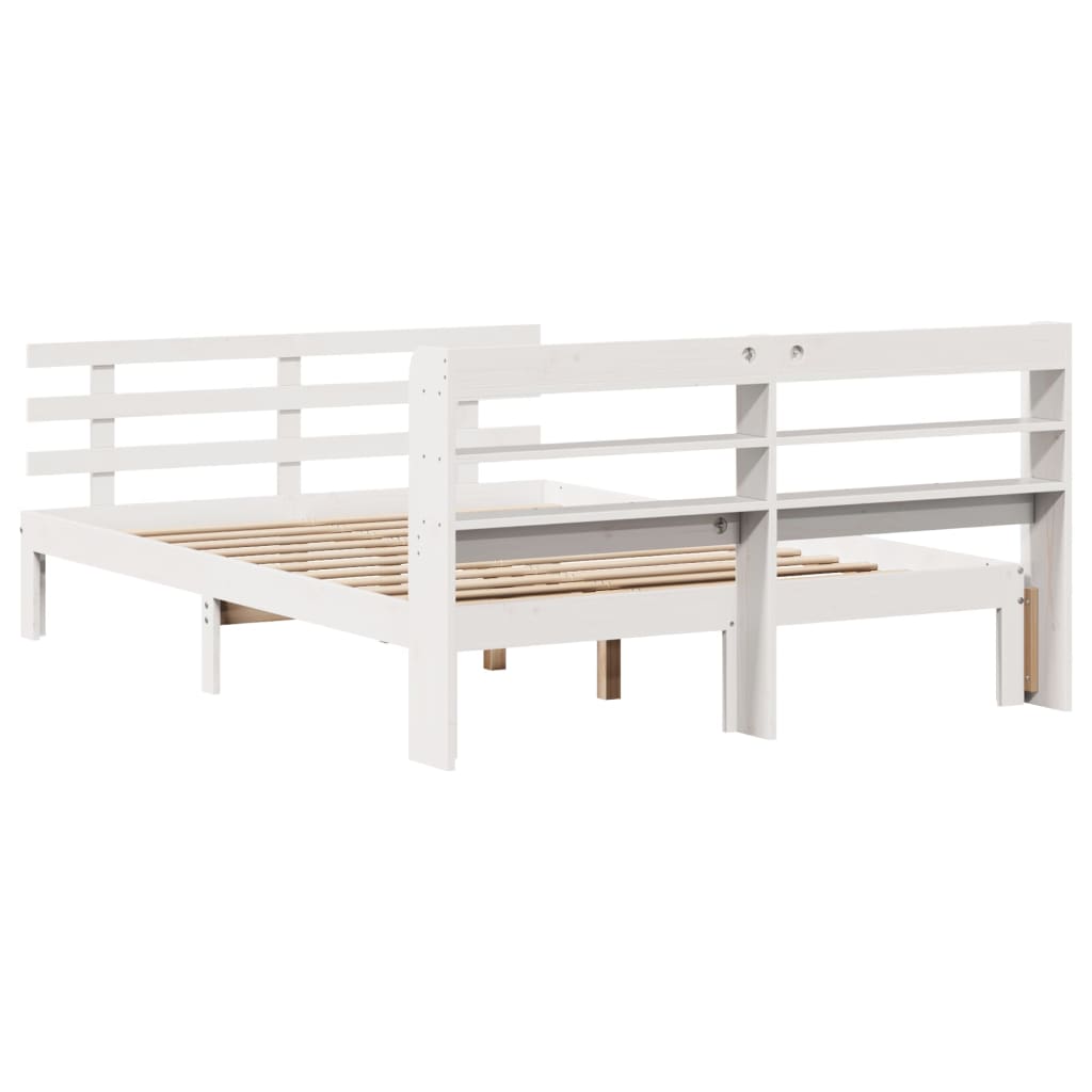 Cadre de lit et tête de lit sans matelas blanc 135x190 cm - XIOS