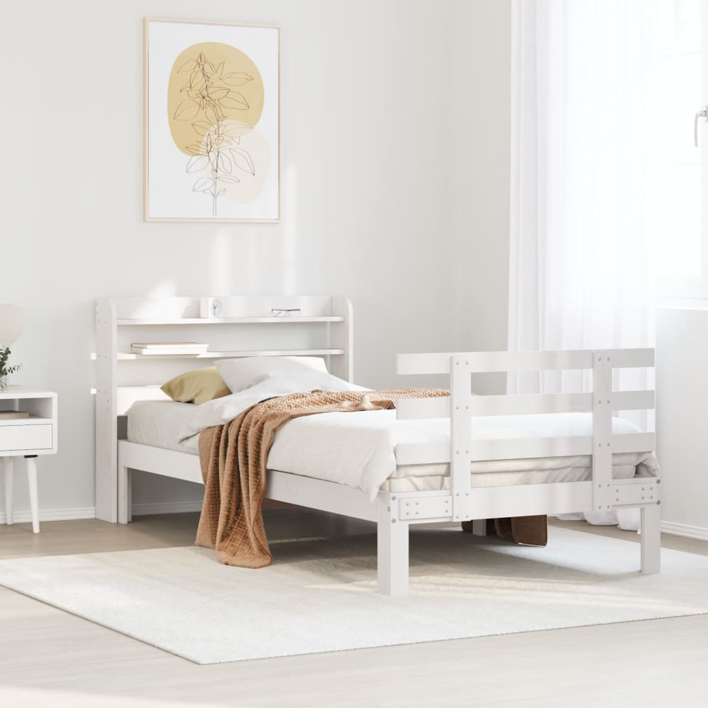Cadre de lit avec tête de lit sans matelas blanc 90x200 cm - XIOS