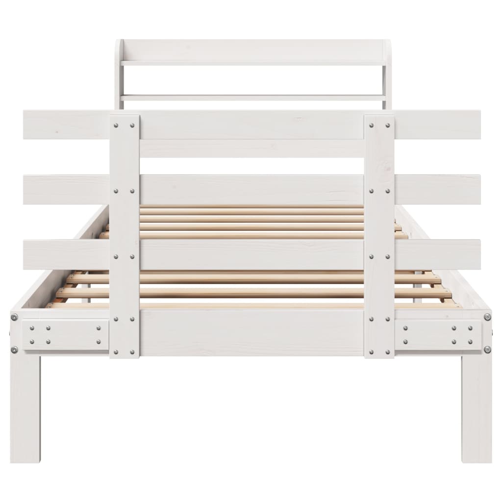 Cadre de lit avec tête de lit sans matelas blanc 100x200 cm - XIOS