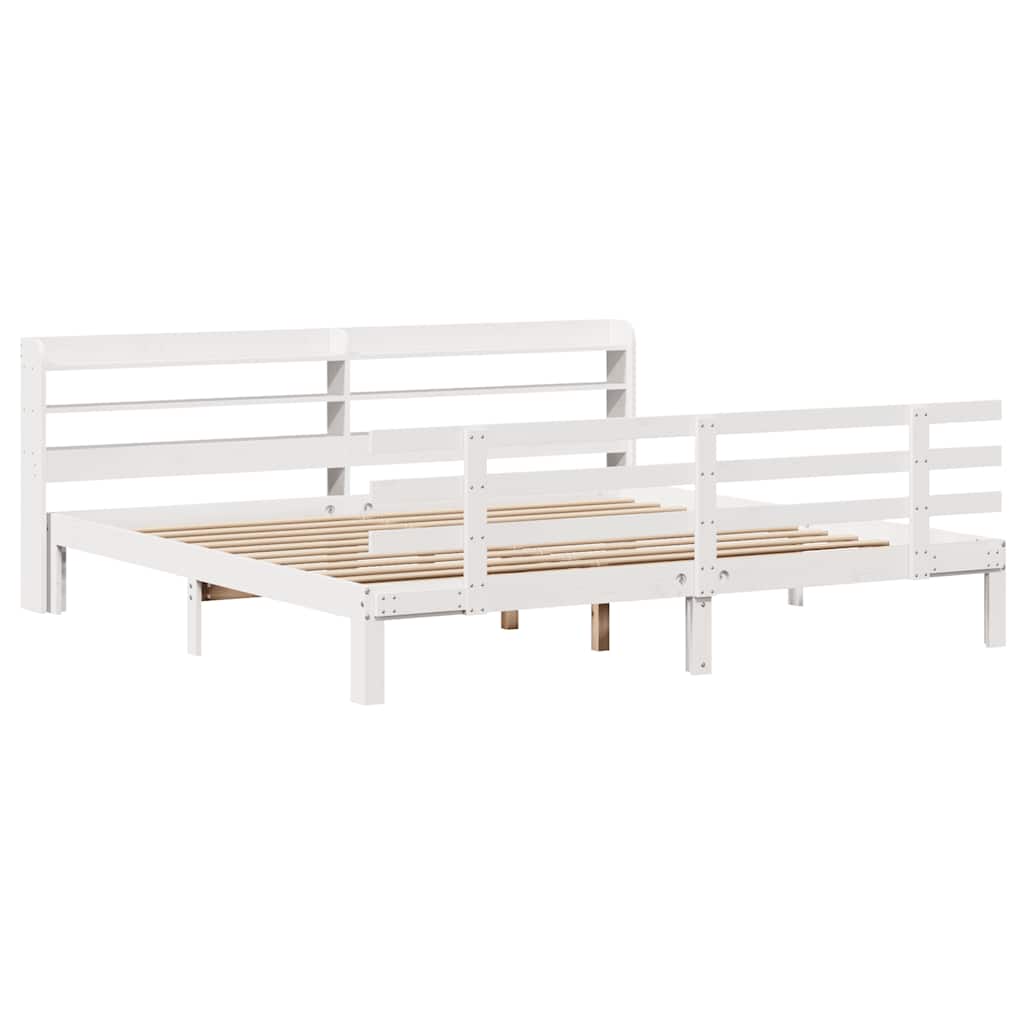 Cadre de lit avec tête de lit sans matelas blanc 200x200 cm - XIOS
