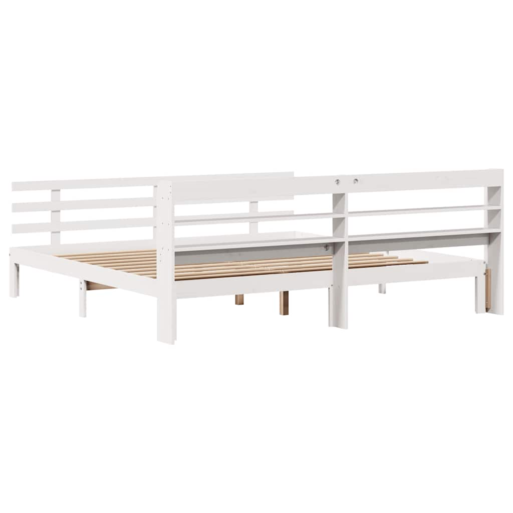 Cadre de lit avec tête de lit sans matelas blanc 200x200 cm - XIOS