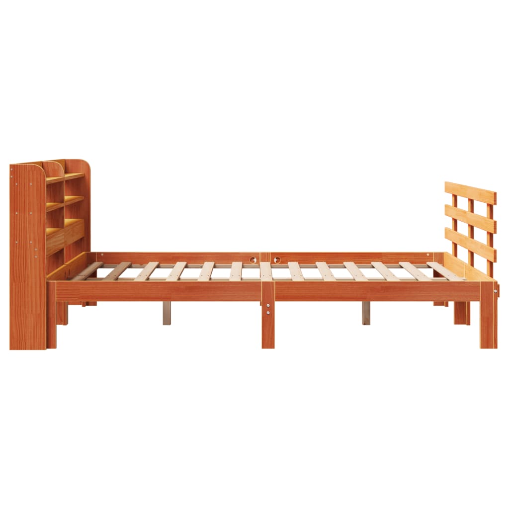 Cadre de lit et tête de lit sans matelas cire marron 140x190 cm - XIOS