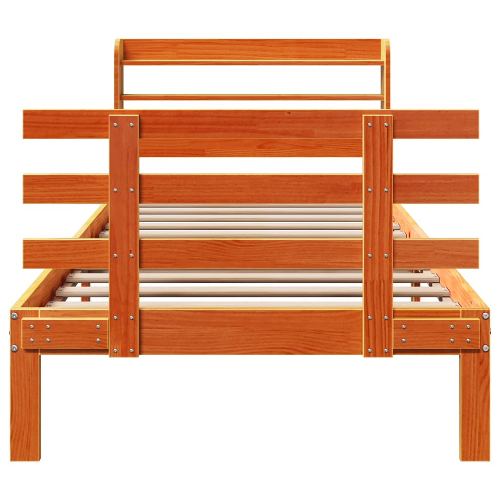 Cadre de lit et tête de lit sans matelas cire marron 100x200 cm - XIOS