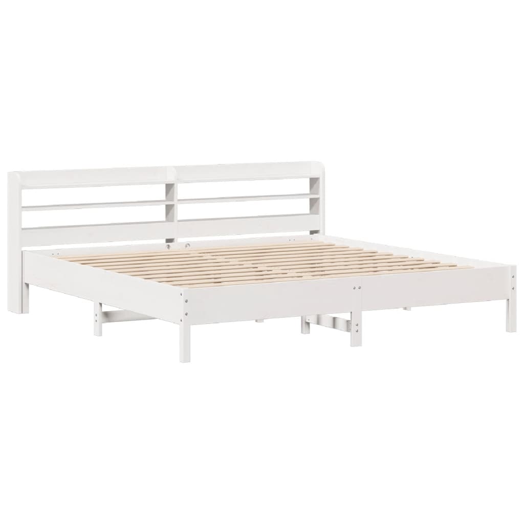 Cadre de lit sans matelas blanc 200x200 cm bois massif de pin - XIOS