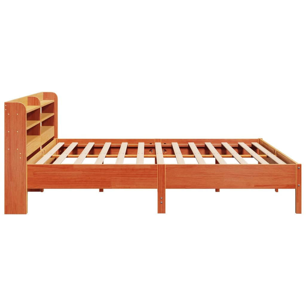 Cadre de lit sans matelas cire marron 200x200cm bois pin massif - XIOS