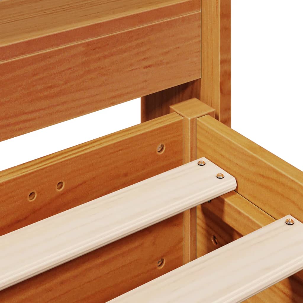 Cadre de lit sans matelas cire marron 200x200cm bois pin massif - XIOS