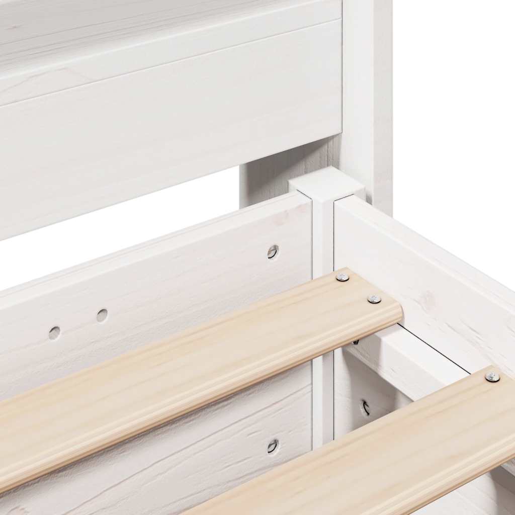 Cadre de lit sans matelas blanc 140x200 cm bois de pin massif - XIOS
