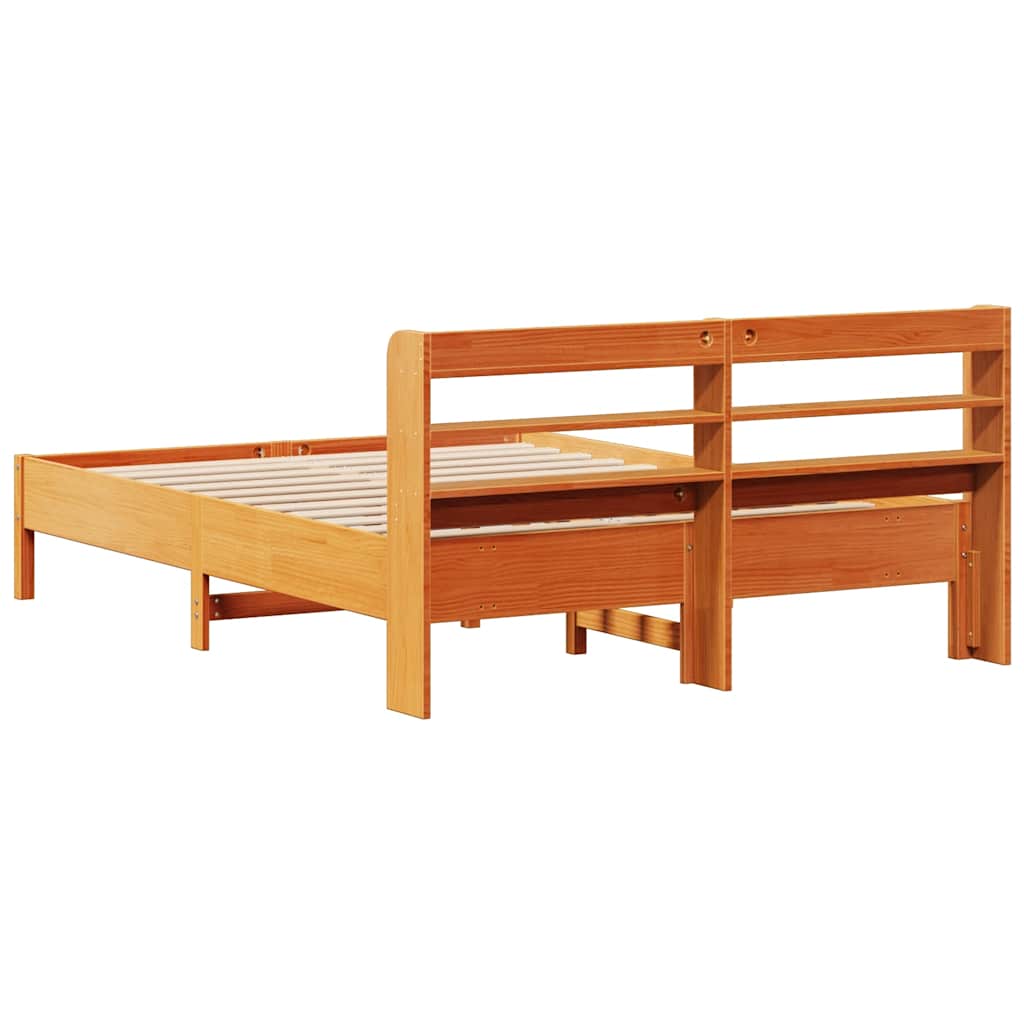 Cadre de lit sans matelas cire marron 140x200cm bois pin massif - XIOS