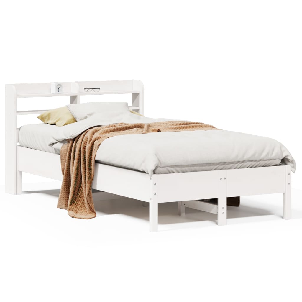 Cadre de lit sans matelas blanc 90x200 cm bois de pin massif - XIOS