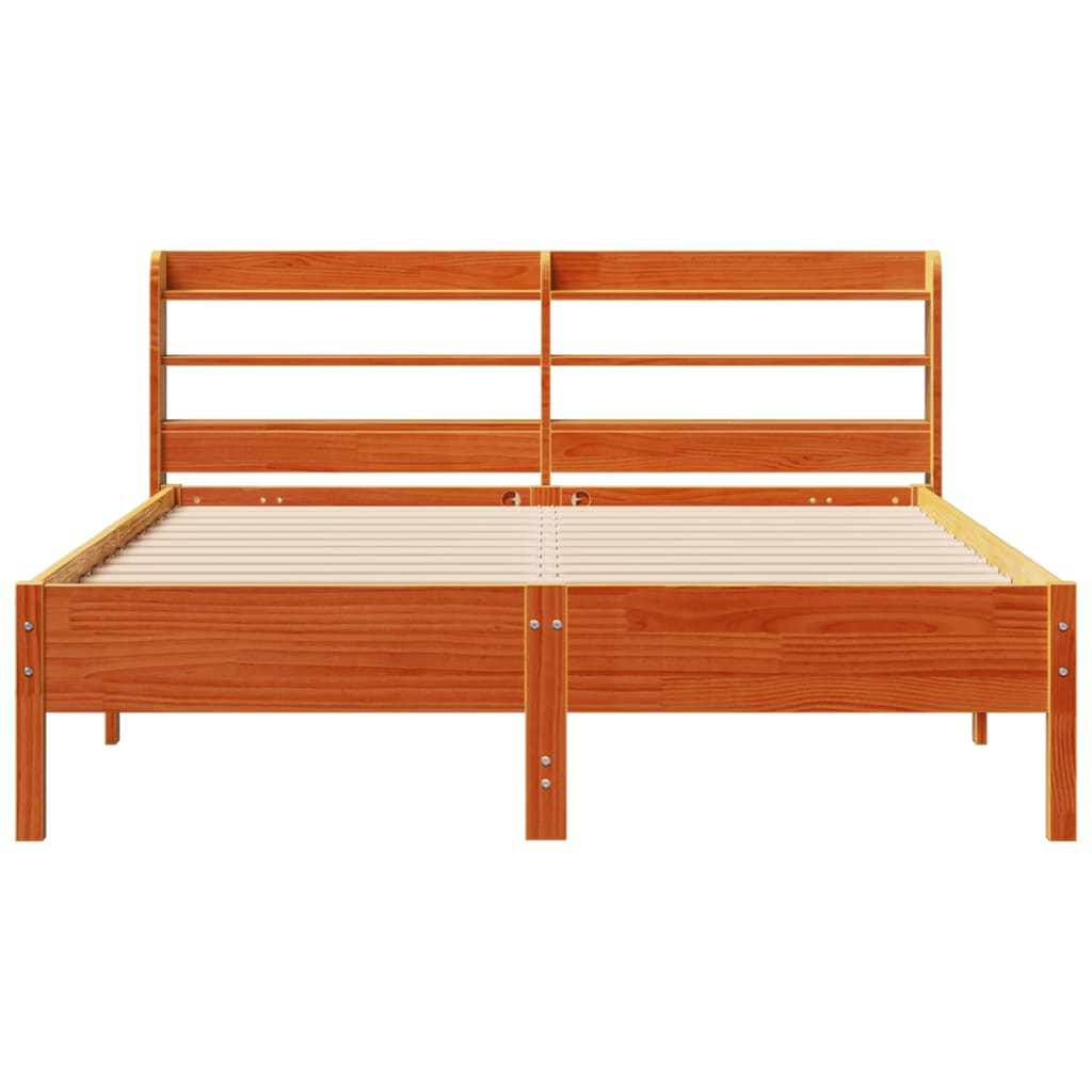 Cadre de lit sans matelas cire marron 140x190cm bois pin massif - XIOS
