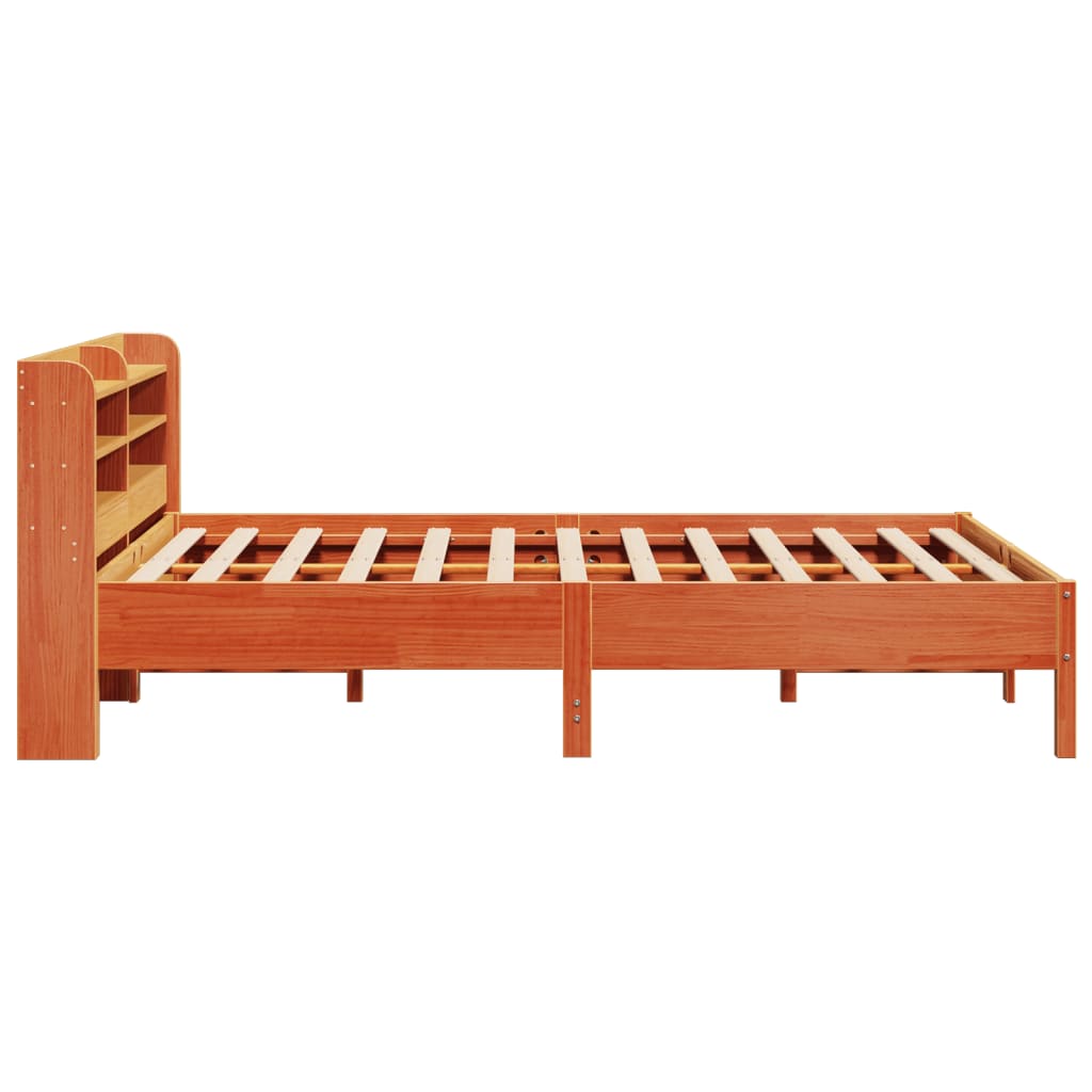 Cadre de lit sans matelas cire marron 135x190cm bois pin massif - XIOS
