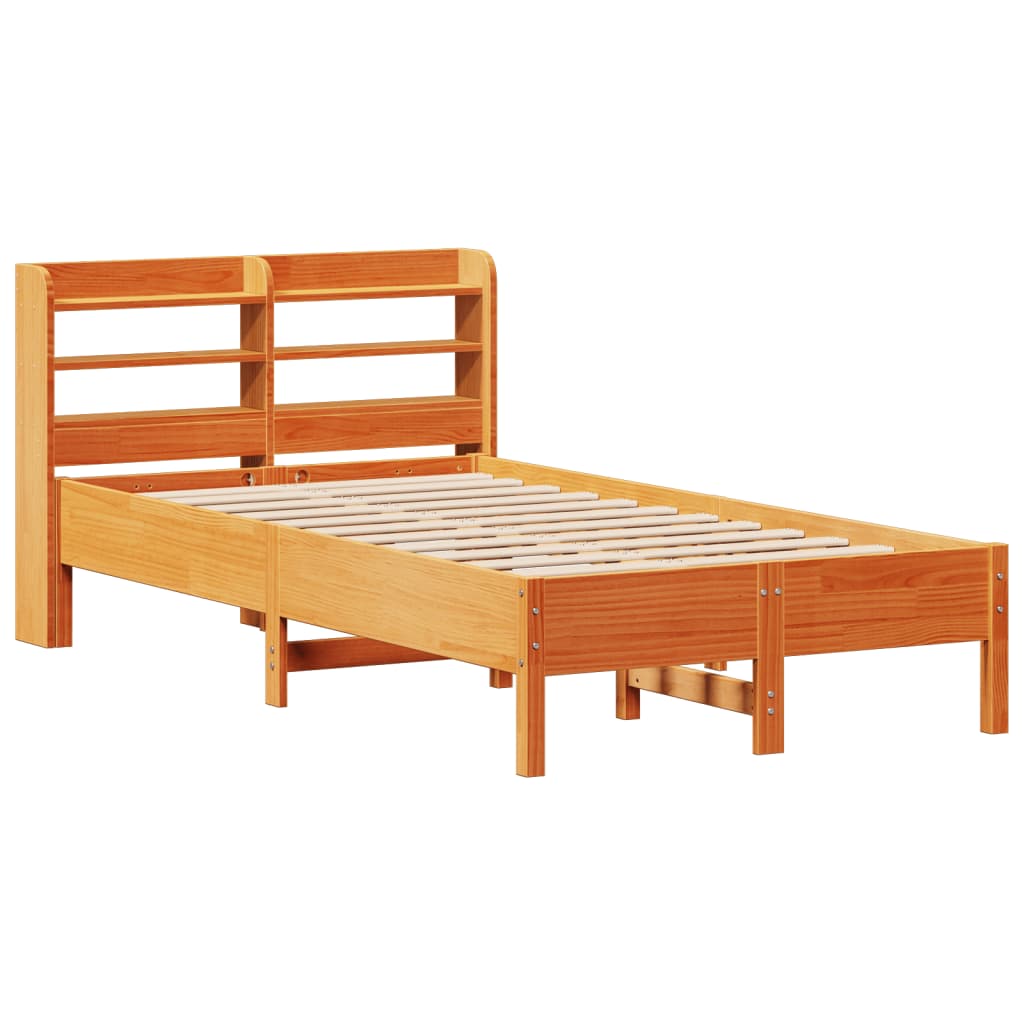 Cadre de lit sans matelas cire marron 120x190cm bois pin massif - XIOS
