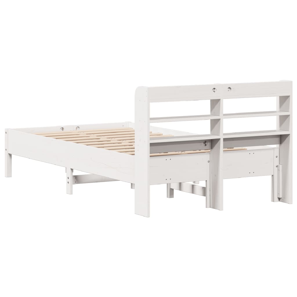 Cadre de lit sans matelas blanc 90x190 cm bois de pin massif - XIOS