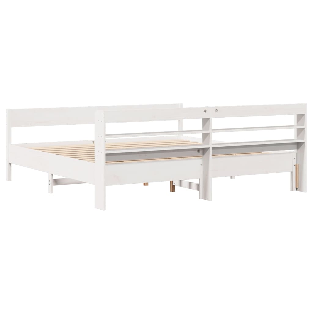 Cadre de lit sans matelas blanc 200x200 cm bois massif de pin - XIOS