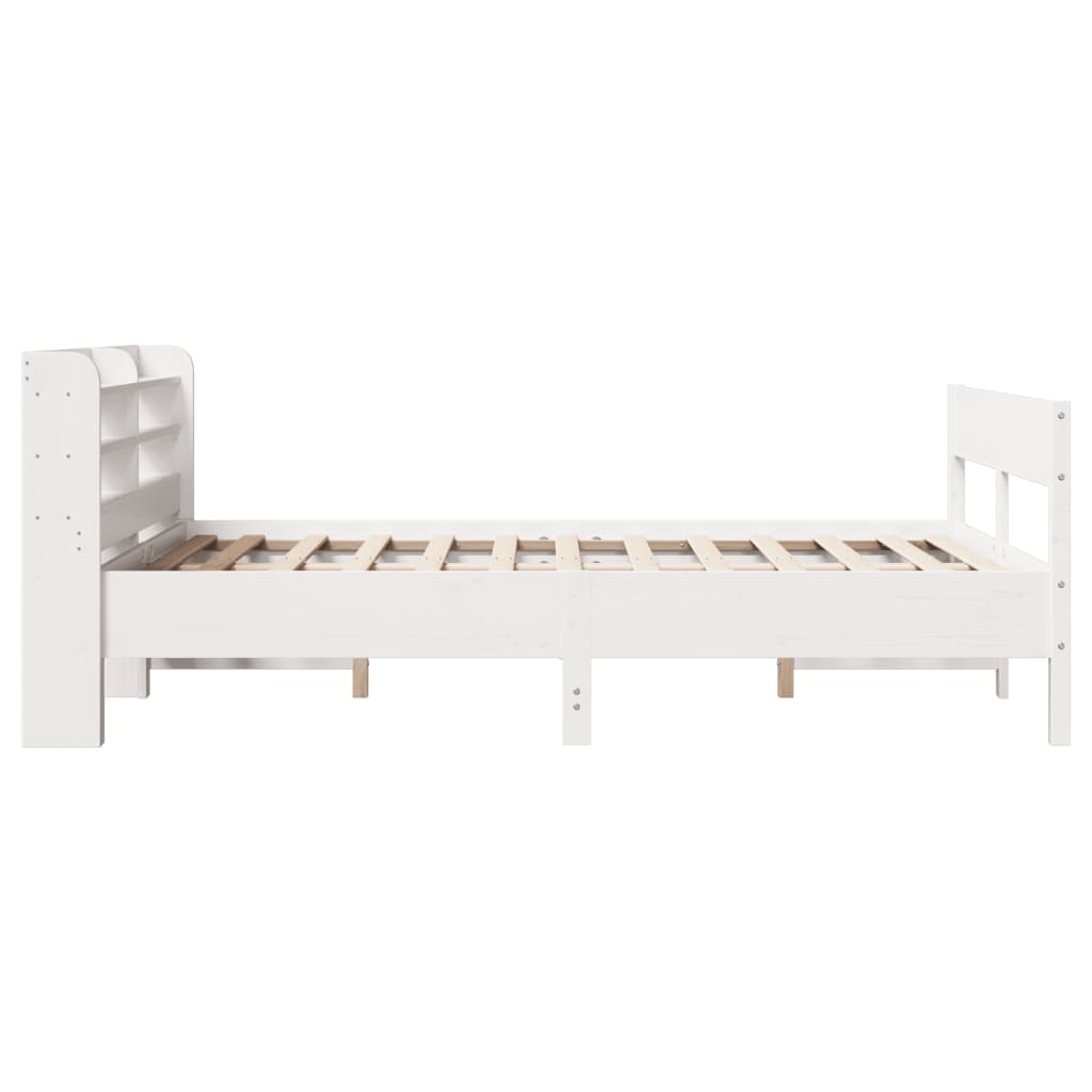 Cadre de lit sans matelas blanc 150x200 cm bois de pin massif - XIOS