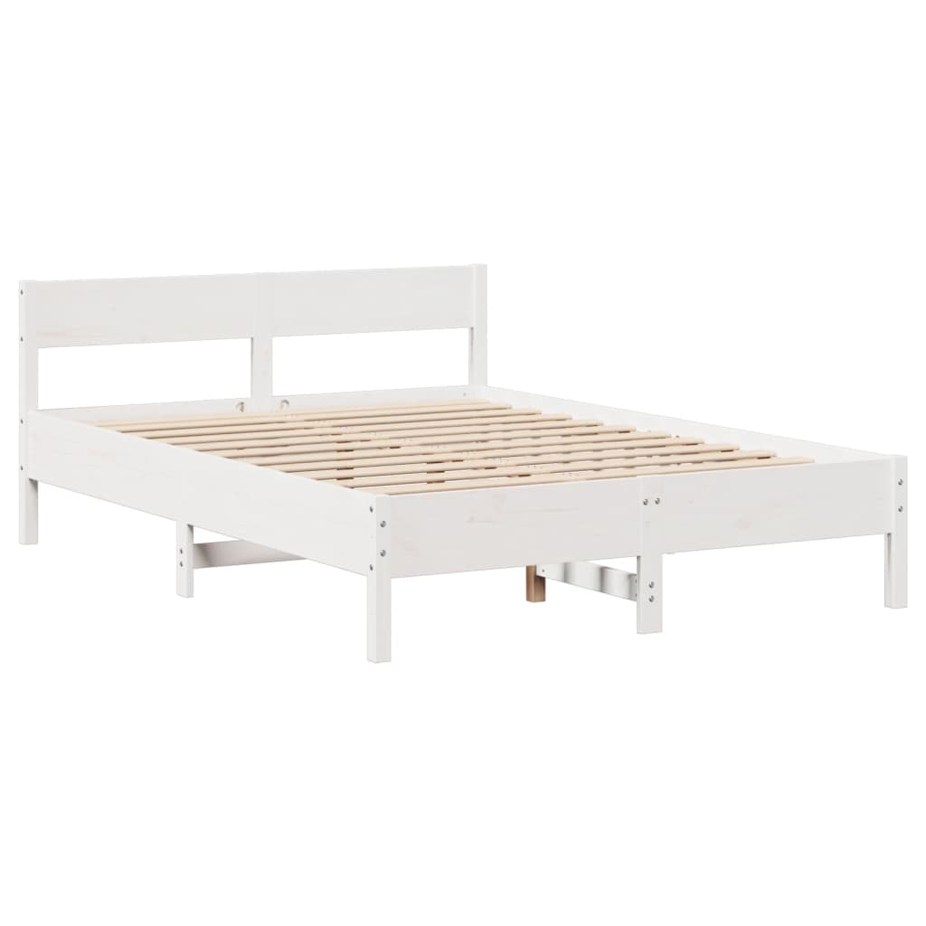 Cadre de lit sans matelas blanc 150x200 cm bois de pin massif - XIOS