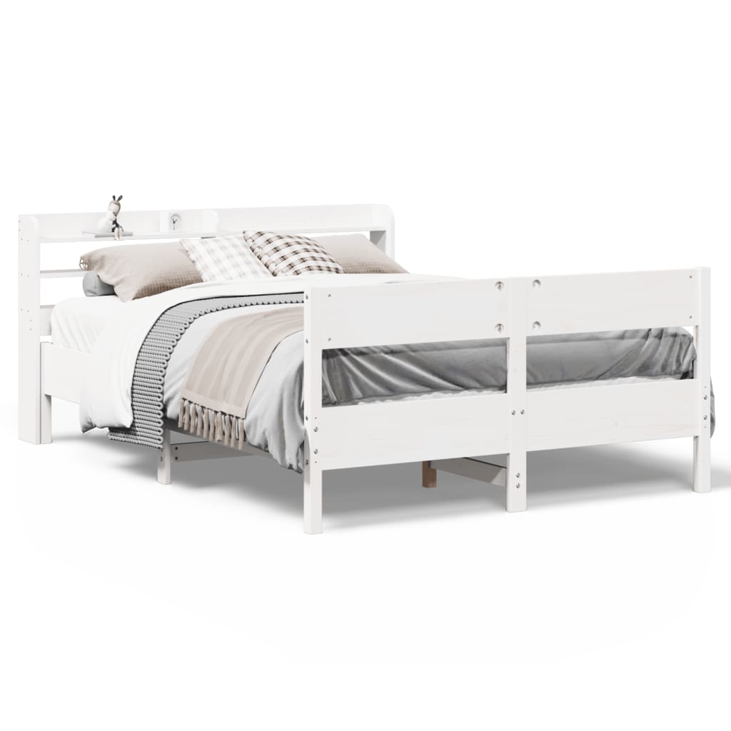 Cadre de lit sans matelas blanc 140x200 cm bois de pin massif - XIOS